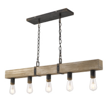 Golden 0818-LP ABI - Golden Lighting Garrett 5-light Island Light in Antique Black Iron